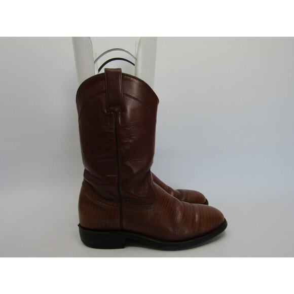 Ortega Mens Size 7.5 D Brown Leather Lizard Skin Print Cowboy Western Boots main image 11